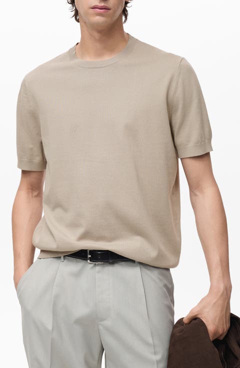 Short Sleeve Cotton Crewneck Sweater