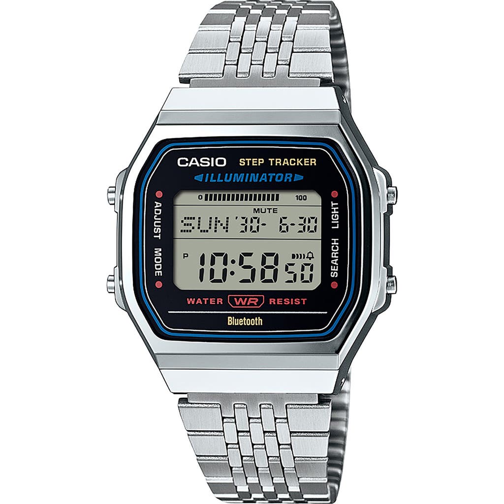 Casio Vintage Silvertone Digital Bracelet Bluetooth® Watch, 41.4mm X 37.9.5mm
