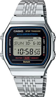 CASIO Vintage Silvertone Digital Bracelet Bluetooth® Watch, 41.4mm x 37.9.5mm