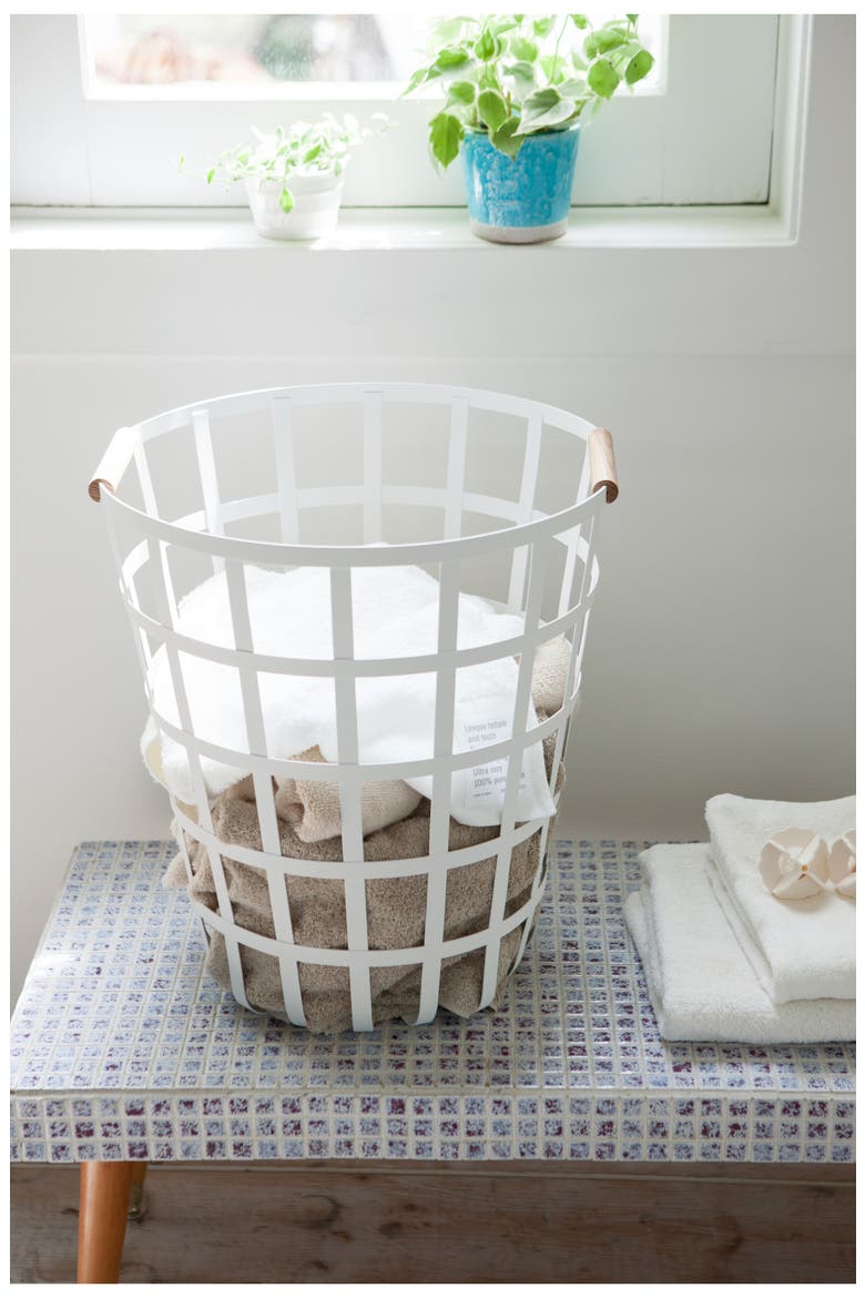 Tosca Round Steel Laundry Basket, Alternate, color, WHITE