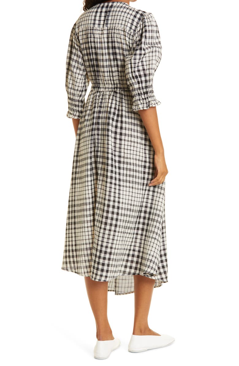 Apiece Apart Lucinda Plaid Cotton Wrap Midi Dress, Alternate, color, 