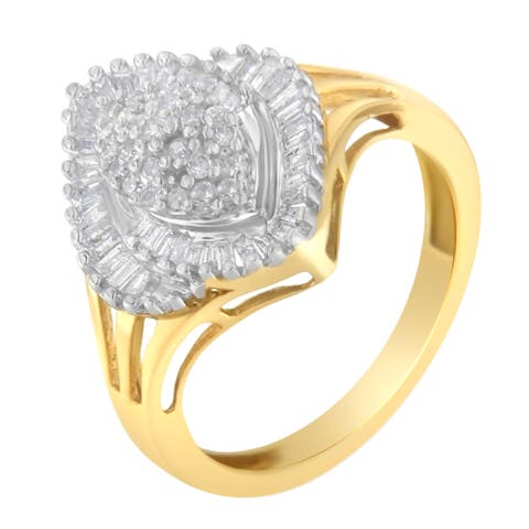 10K Yellow Gold 1/2 Cttw Diamond Swirl Cocktail Ring