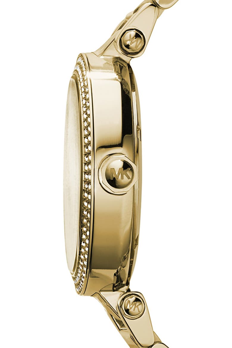 Michael Kors Parker Logo Dial Bracelet Watch, 39mm, Alternate, color, GOLD