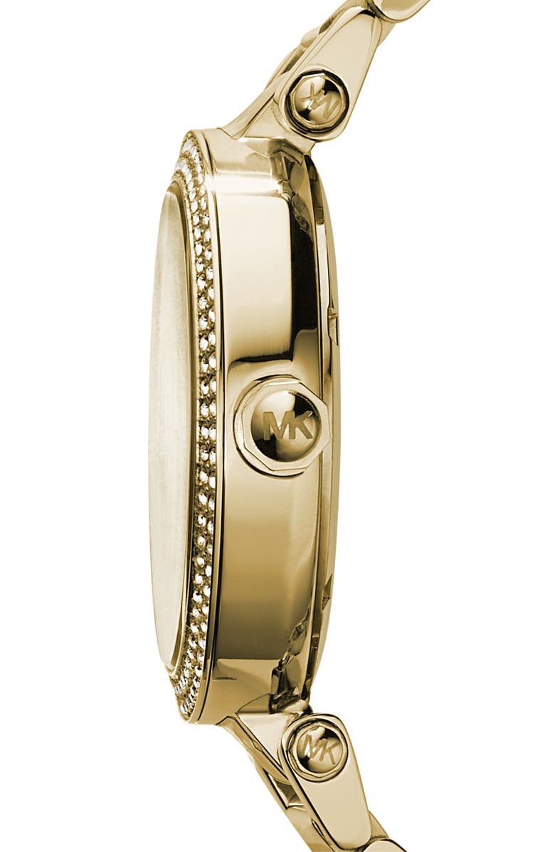 MICHAEL Michael Kors Michael Kors Parker Logo Dial Bracelet Watch, 39mm, Alternate, color, Gold