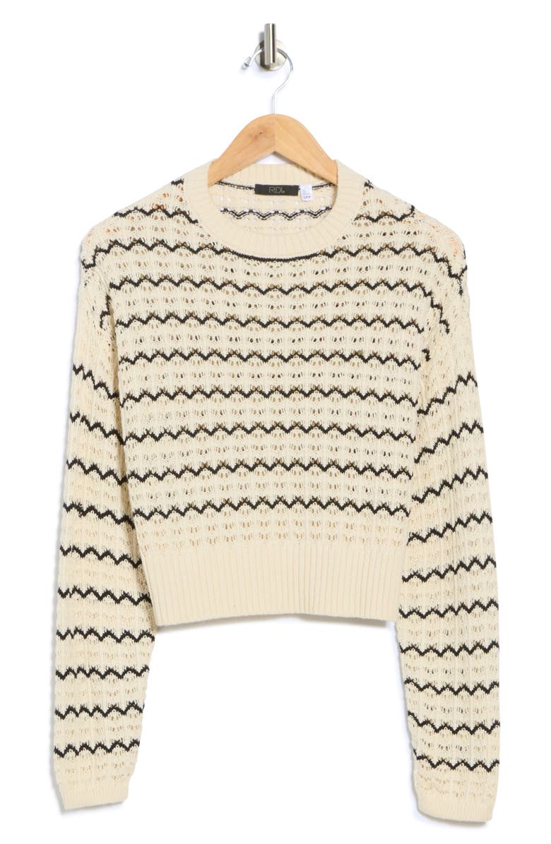 RD Style Stripe Open Stitch Sweater, Alternate, color, White Beach