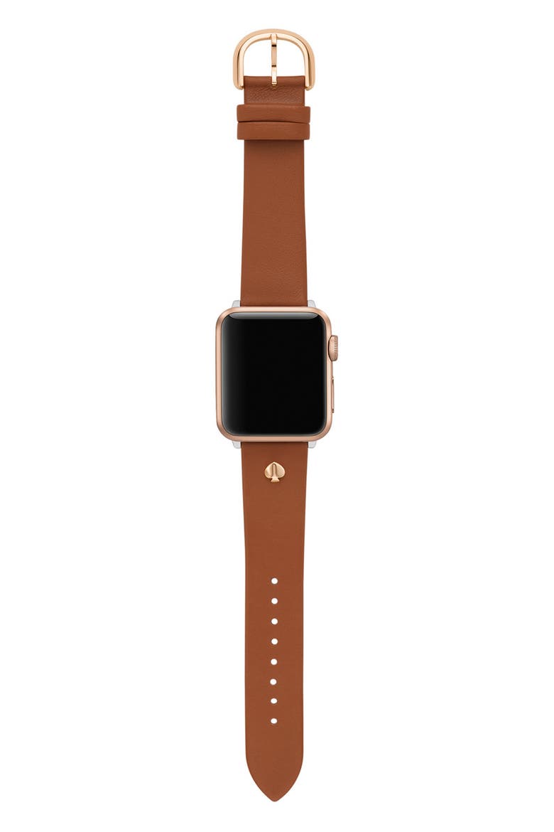 leather 20mm Apple Watch® watchband, Main, color, BROWN