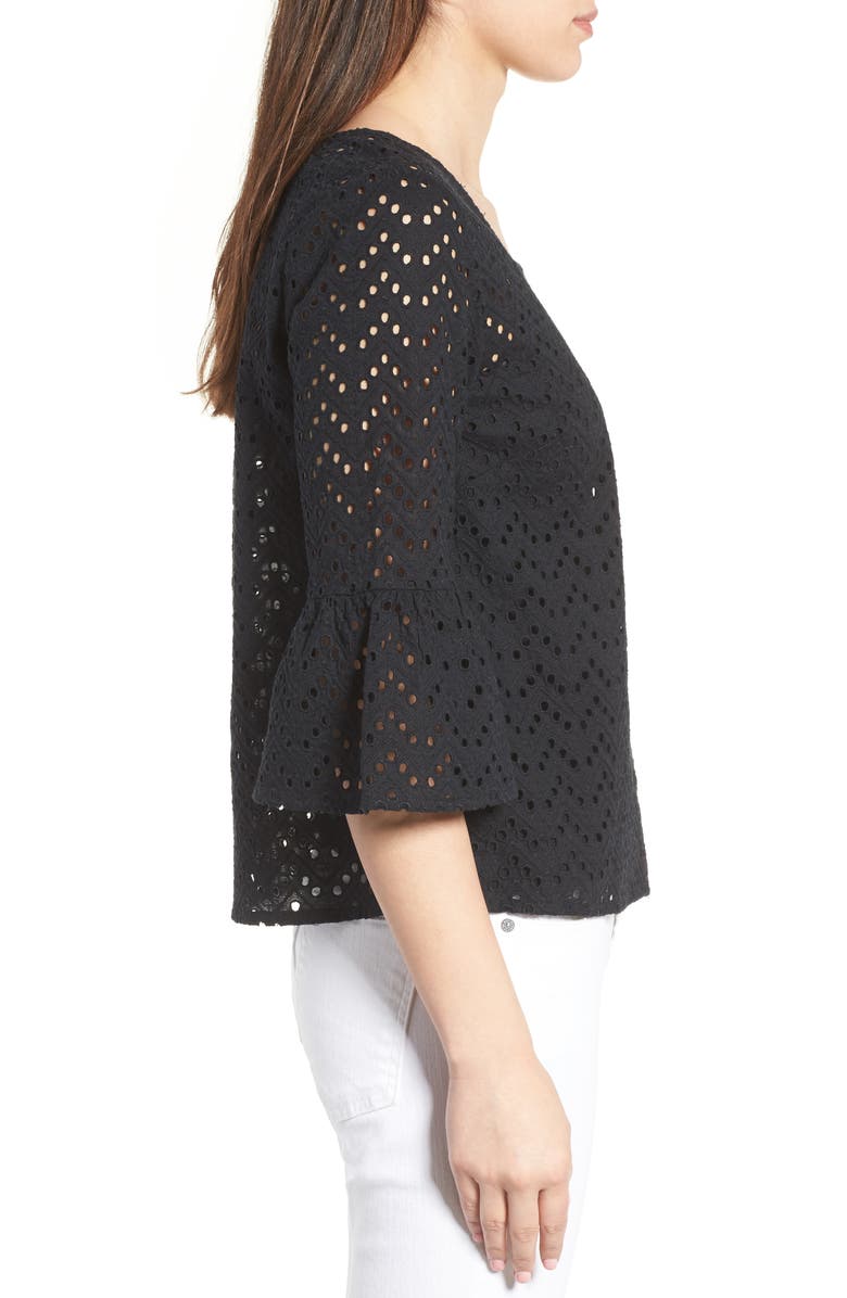 Halogen<sup>®</sup> Eyelet Bell Sleeve Top, Alternate, color, 