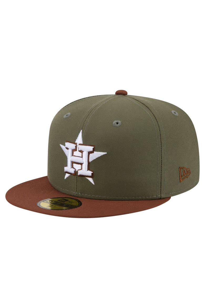 Men's New Era Olive/Brown Houston Astros Color Pack 59FIFTY Fitted Hat, Main, color, Olive