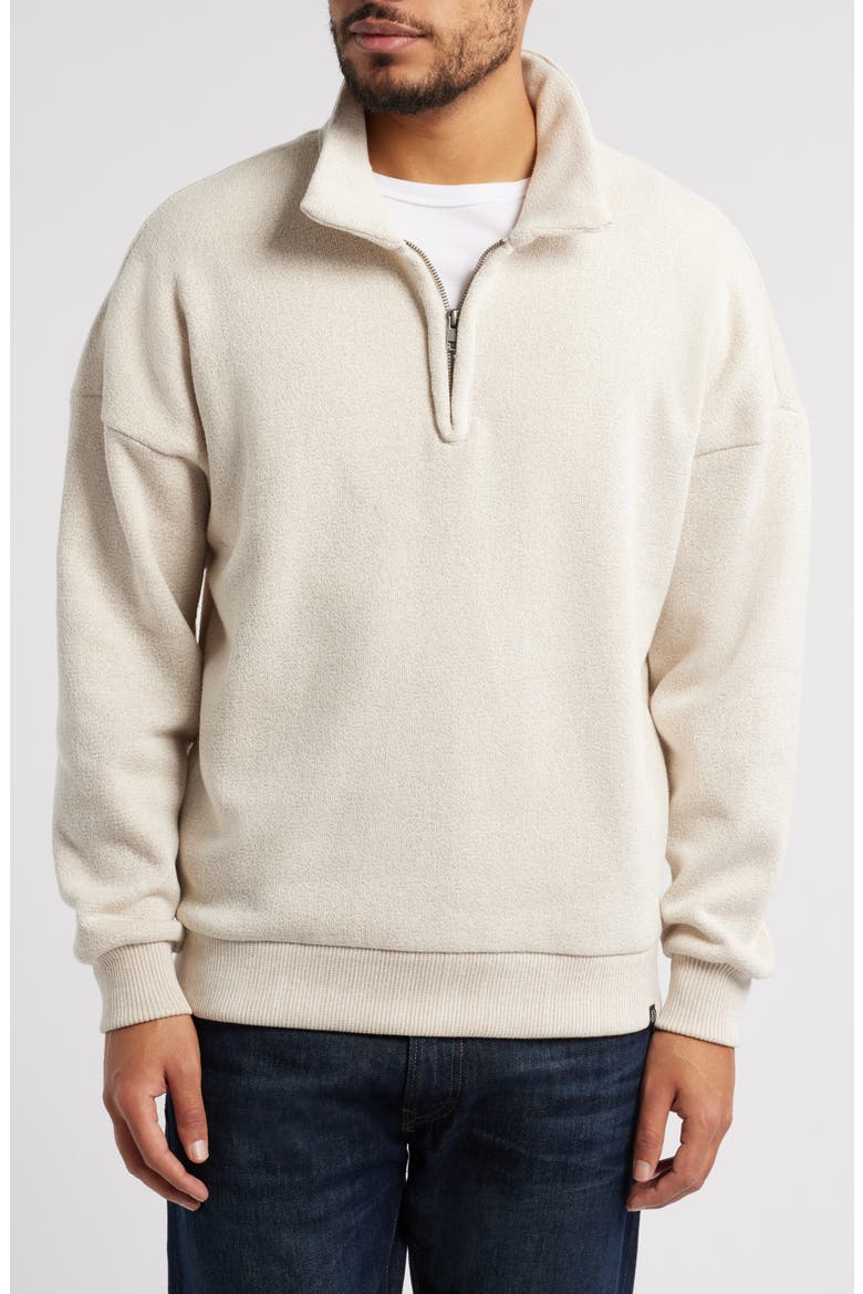 Gabe Oversize Fleece Quarter Zip Pullover, Main, color, BONE