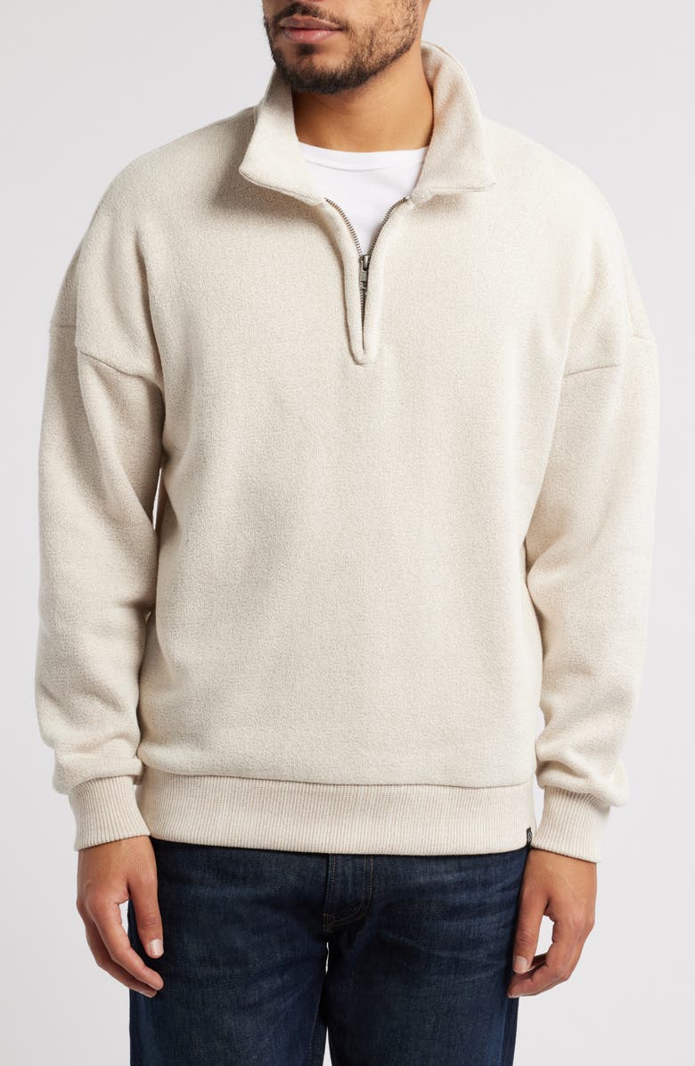 Threads 4 Thought Gabe Oversize Fleece Quarter Zip Pullover, Main, color, Bone