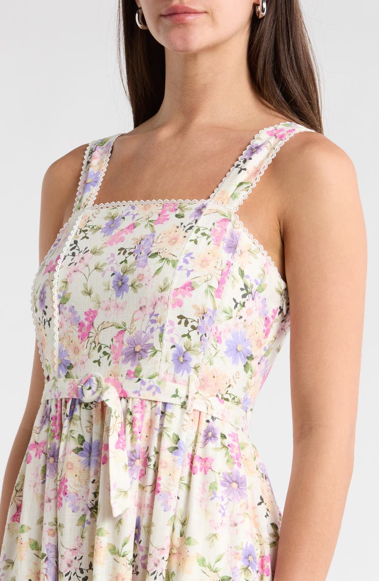 CeCe Floral Midi Sundress, Alternate, color, New Ivory
