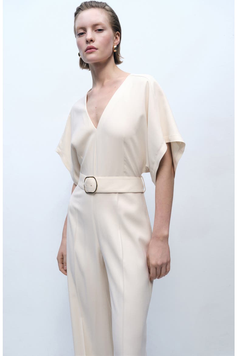 Belted Jumpsuit, Alternate, color, ECRU