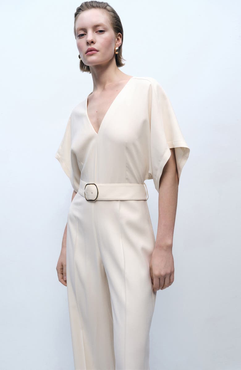 MANGO Belted Jumpsuit, Alternate, color, 