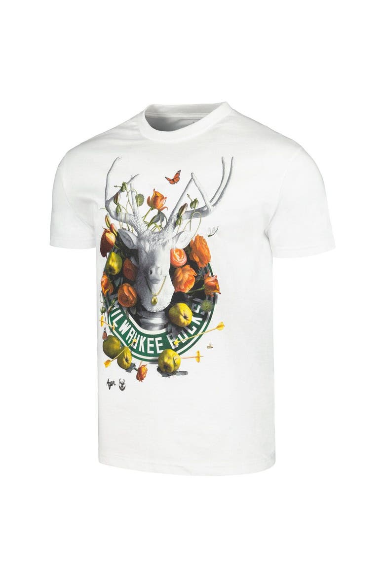 Unisex NBA x Kathy Ager White Milwaukee Bucks Identify Artist Series T-Shirt, Alternate, color, White