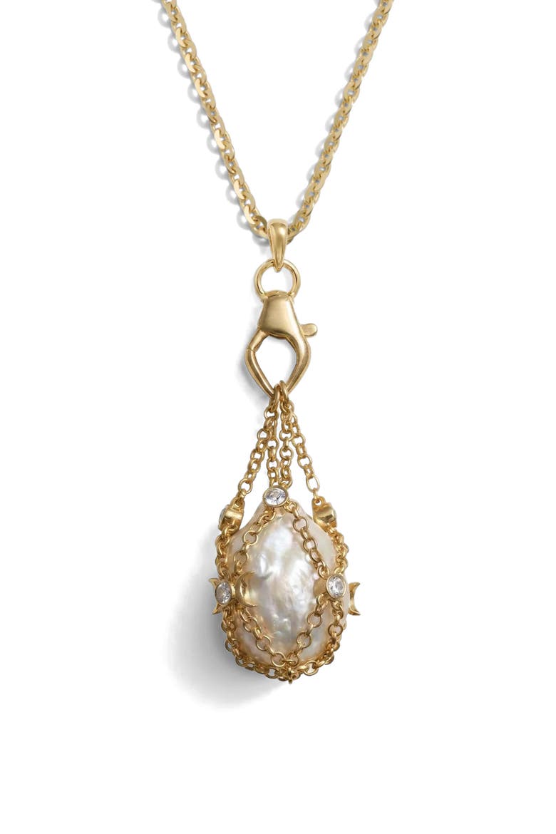 Wishing Stone Pendant Necklace, Main, color, METALLIC GOLD