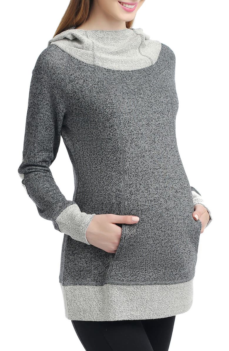Kimi and Kai Pippy Cowl Neck Maternity Hoodie, Alternate, color, 
