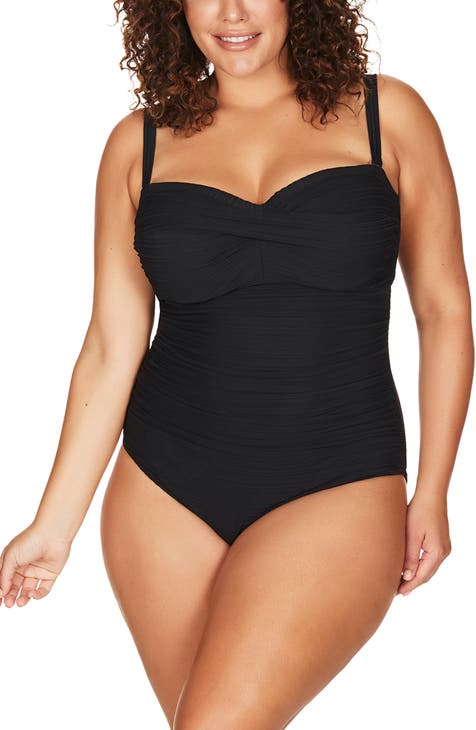 Bandeau one piece swimsuits plus size online