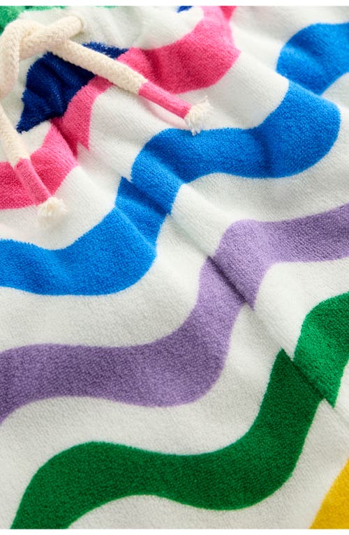 Shop Mini Boden Kids' Wave Stripe Terry Cloth Pull-on Pants In White Multi Wave