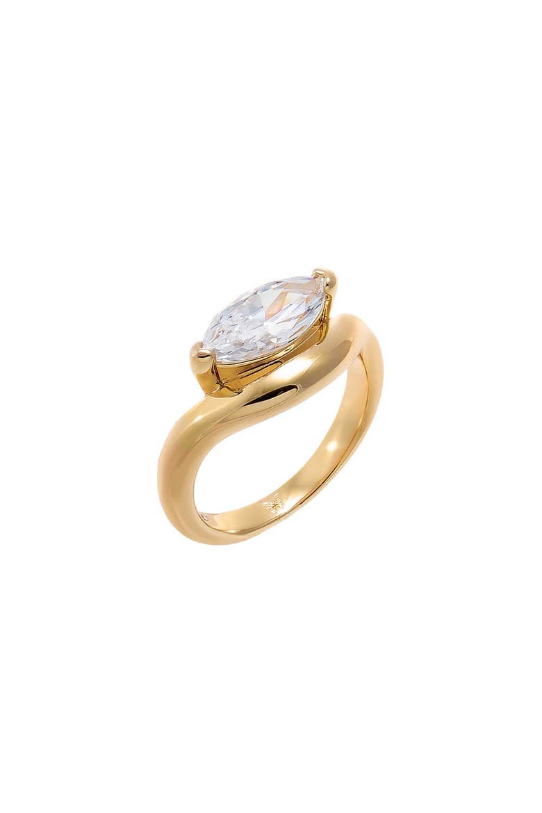 CZ Marquise Bezeled Pinky Ring, Main, color, Gold