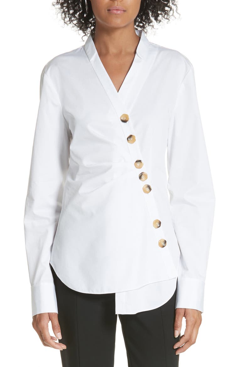 Asymmetrical Large Button Top, Main, color, WHITE