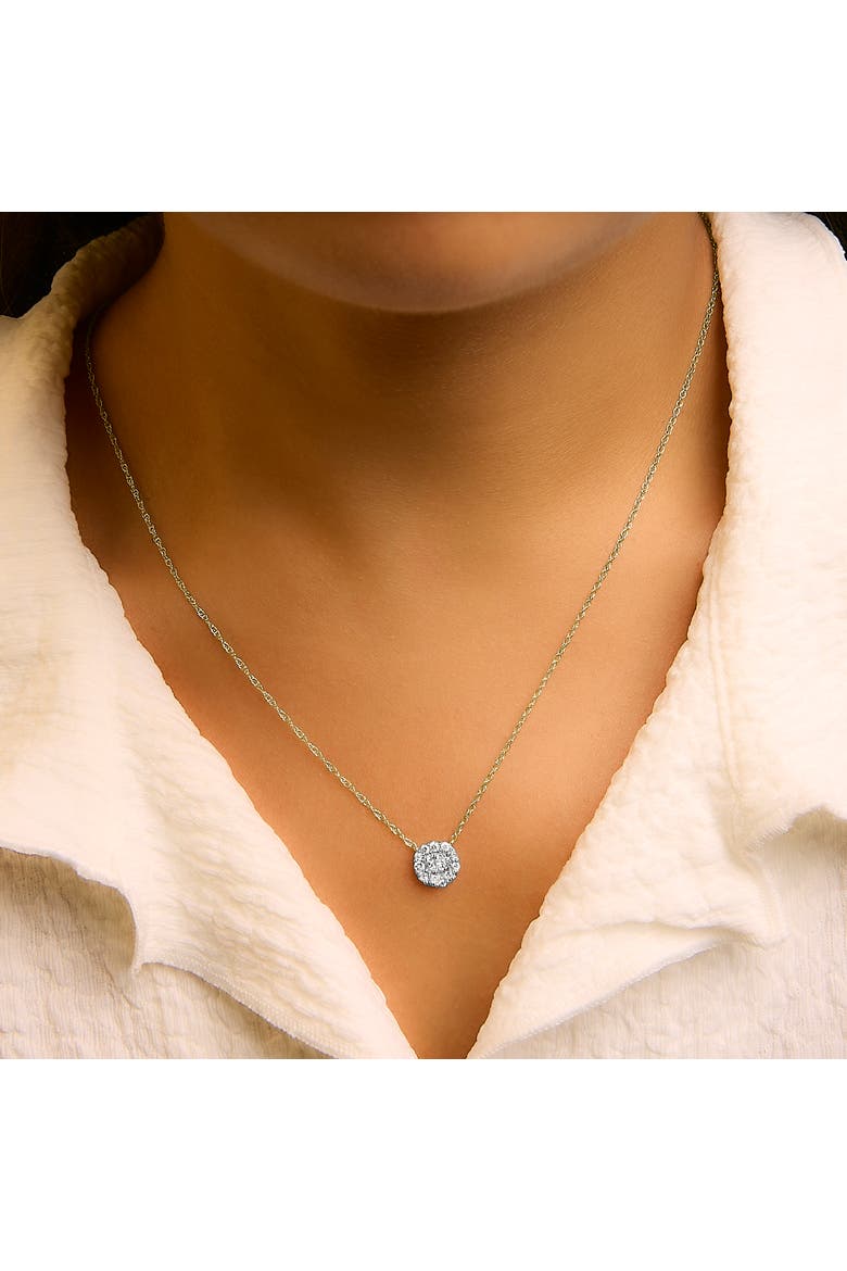 14K Yellow Gold Plated Sterling Silver 3/8 Cttw Diamond Cluster Pendant Necklace, Alternate, color, Yellow Gold over Silver