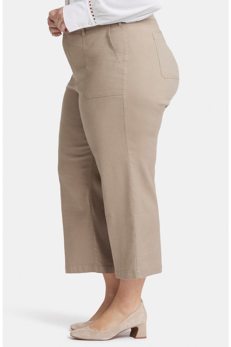 Utility Wide Leg Capri Linen Blend Pants, Alternate, color, SADDLEWOOD