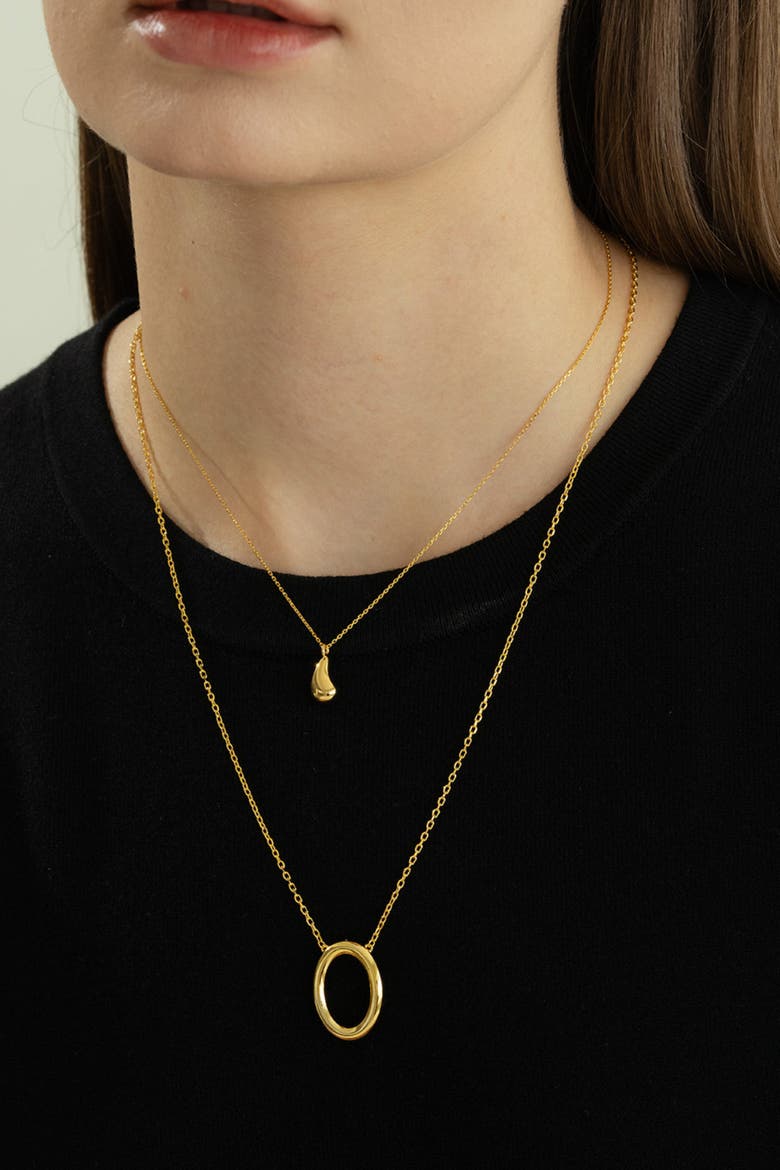 Sterling Silver 18k Gold Plated Jacqueline Teardrop Necklace Minimal, Alternate, color, Gold