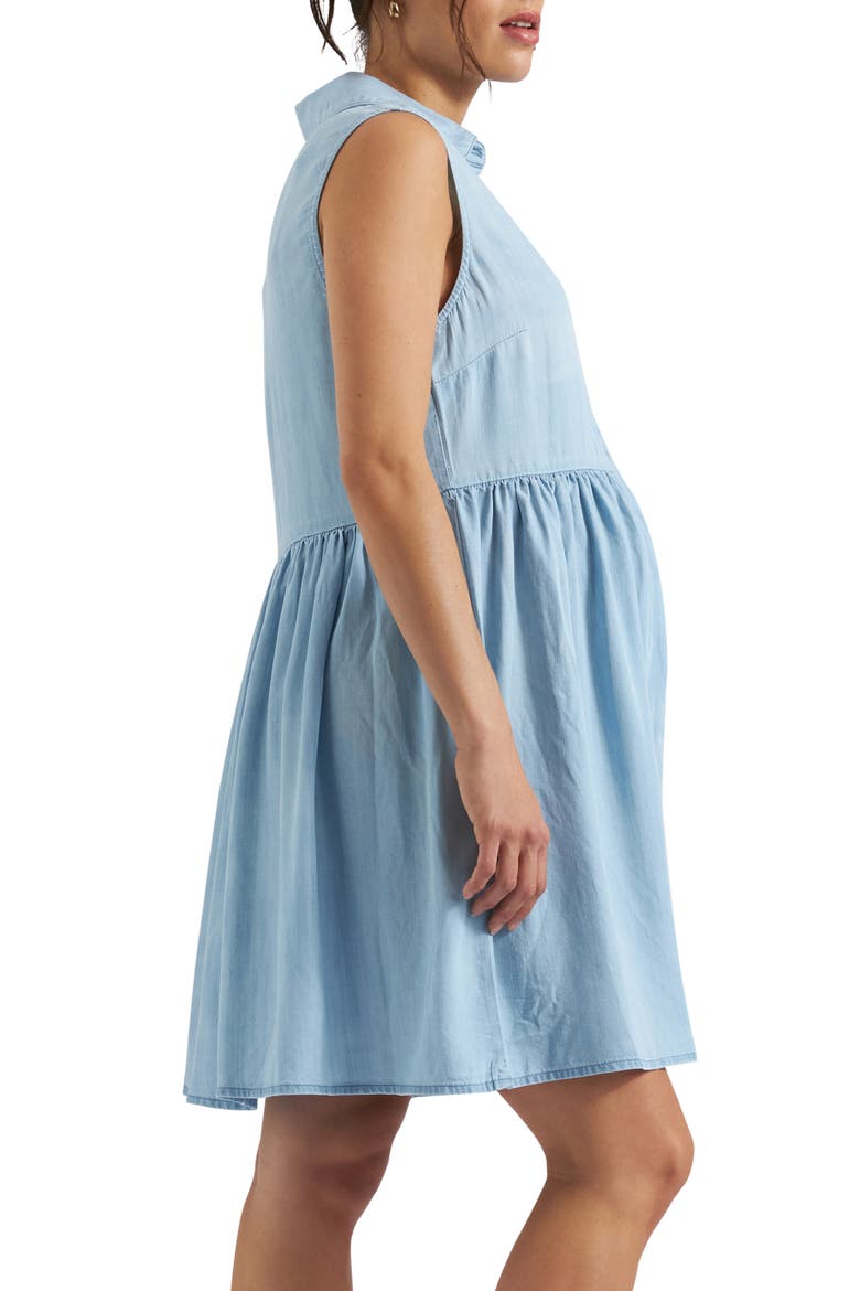 Bec Button Down Sleeveless Chambray Maternity Dress, Alternate, color, CLEAN FADE