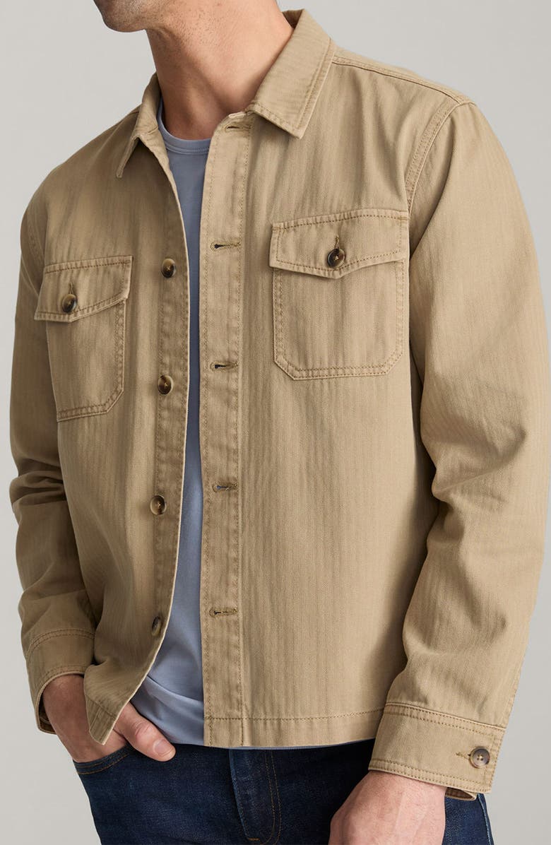 UNTUCKit Chadwick Herringbone Overshirt, Main, color, Khaki