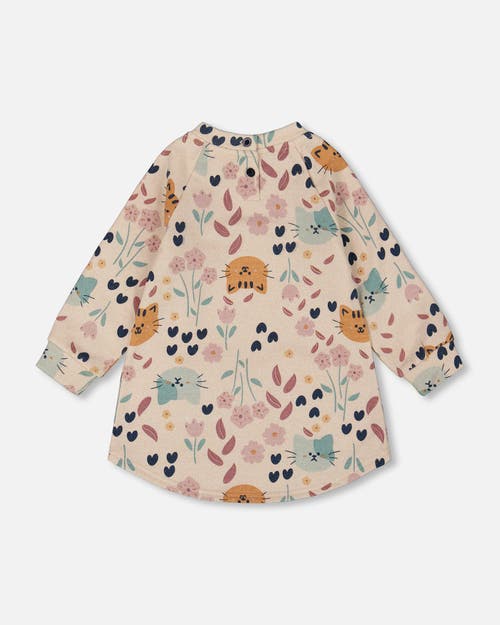 Deux Par Deux Glittering French Terry Dress Cat In Multi