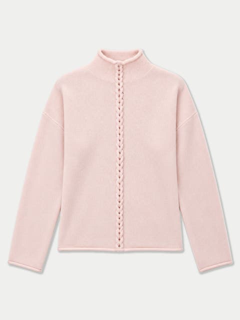 Cashmere Braided-cable High-neck Sweater