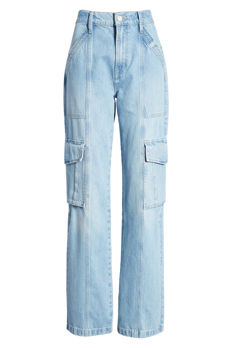 High Waist Utility Straight Leg Jeans, Alternate, color, ACAPELLA