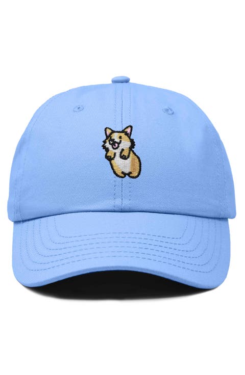 Leaping Corgi Embroidered Cap