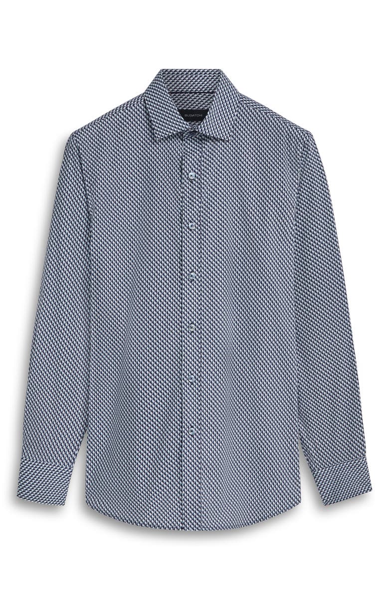 Bugatchi Axel Geo Print Stretch Cotton Button-Up Shirt, Alternate, color, 
