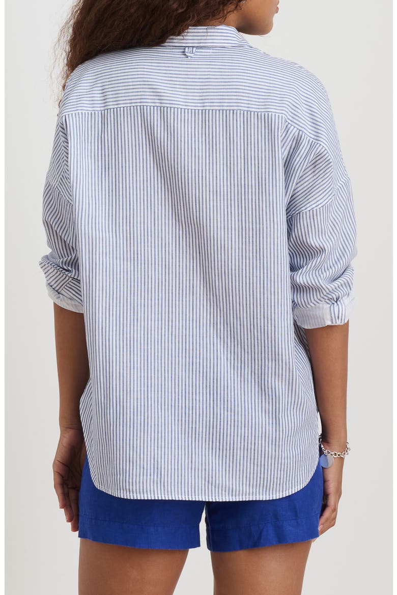 Jo Double Gauze Shirt, Alternate, color, WHITE/ EVENING BLUE
