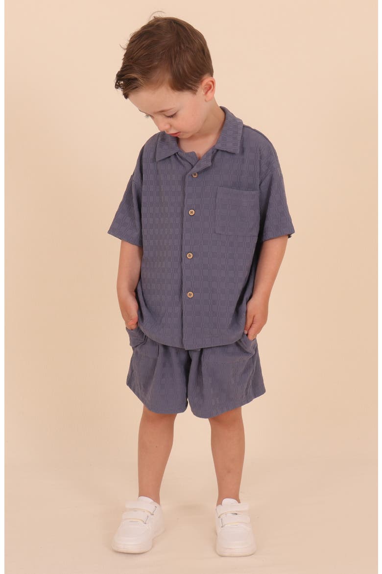 Kids' Textured Button-Up Shirt, Alternate, color, SLATE BLUE
