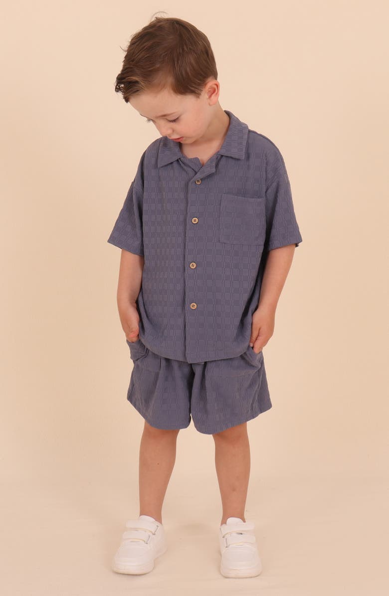TINY TRIBE Kids' Textured Button-Up Shirt, Alternate, color, Slate Blue