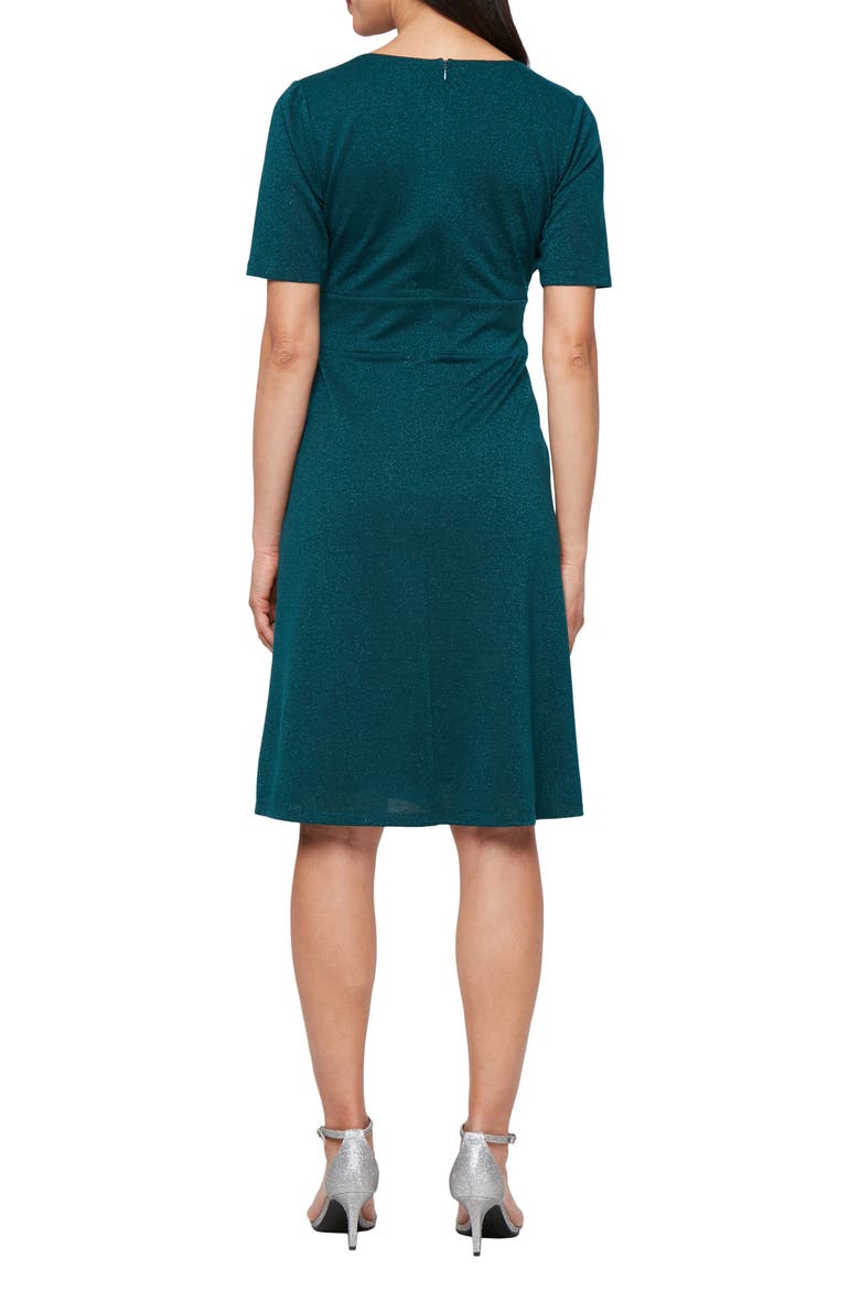 Short Sleeve Metallic Knit Dress, Alternate, color, SPRUCE