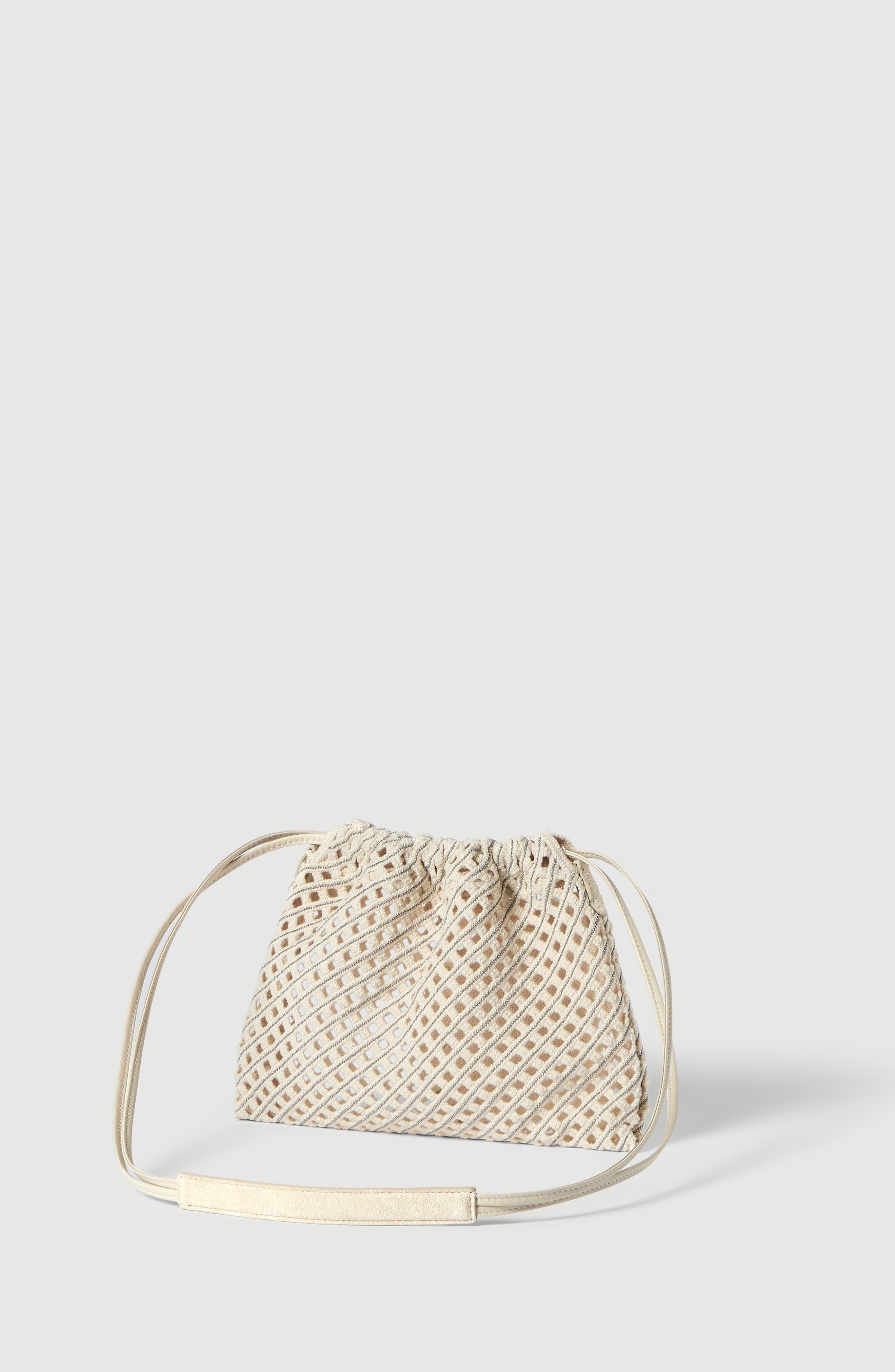 Brunello Cucinelli Net BC Duo pouch bag, Alternate, color, Ivory