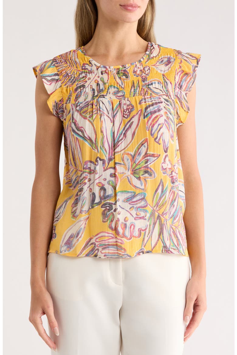 Flutter Sleeve Top, Main, color, SUNSHINE