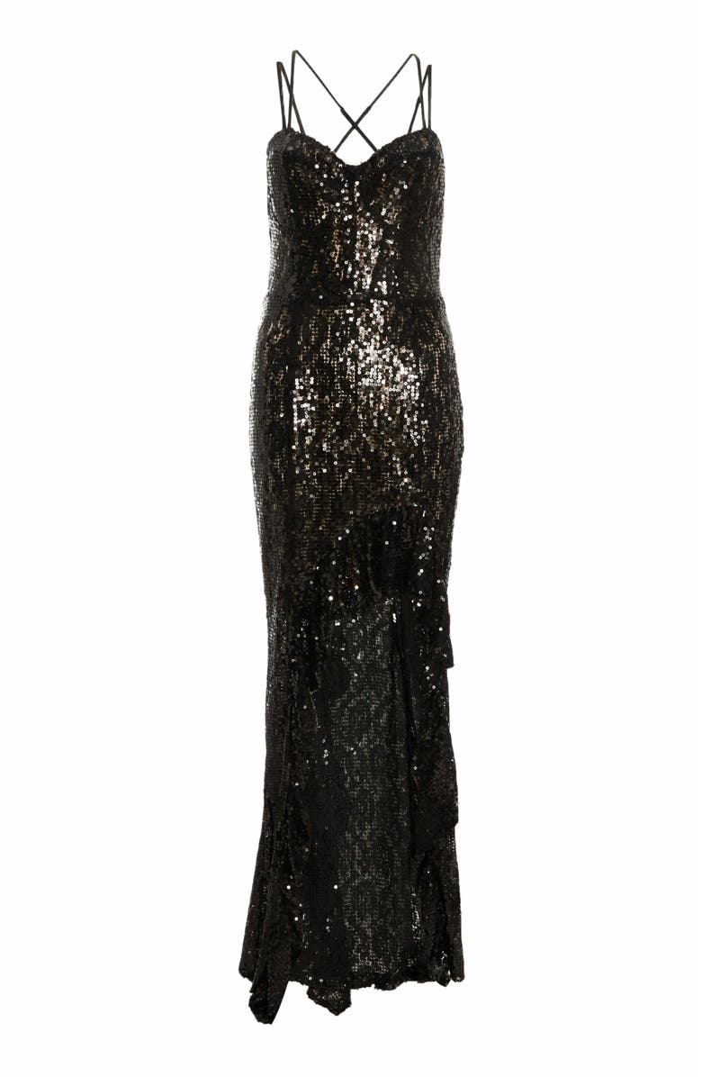 QUIZ Sequin Strap Fishtail Maxi Dress, Alternate, color, 