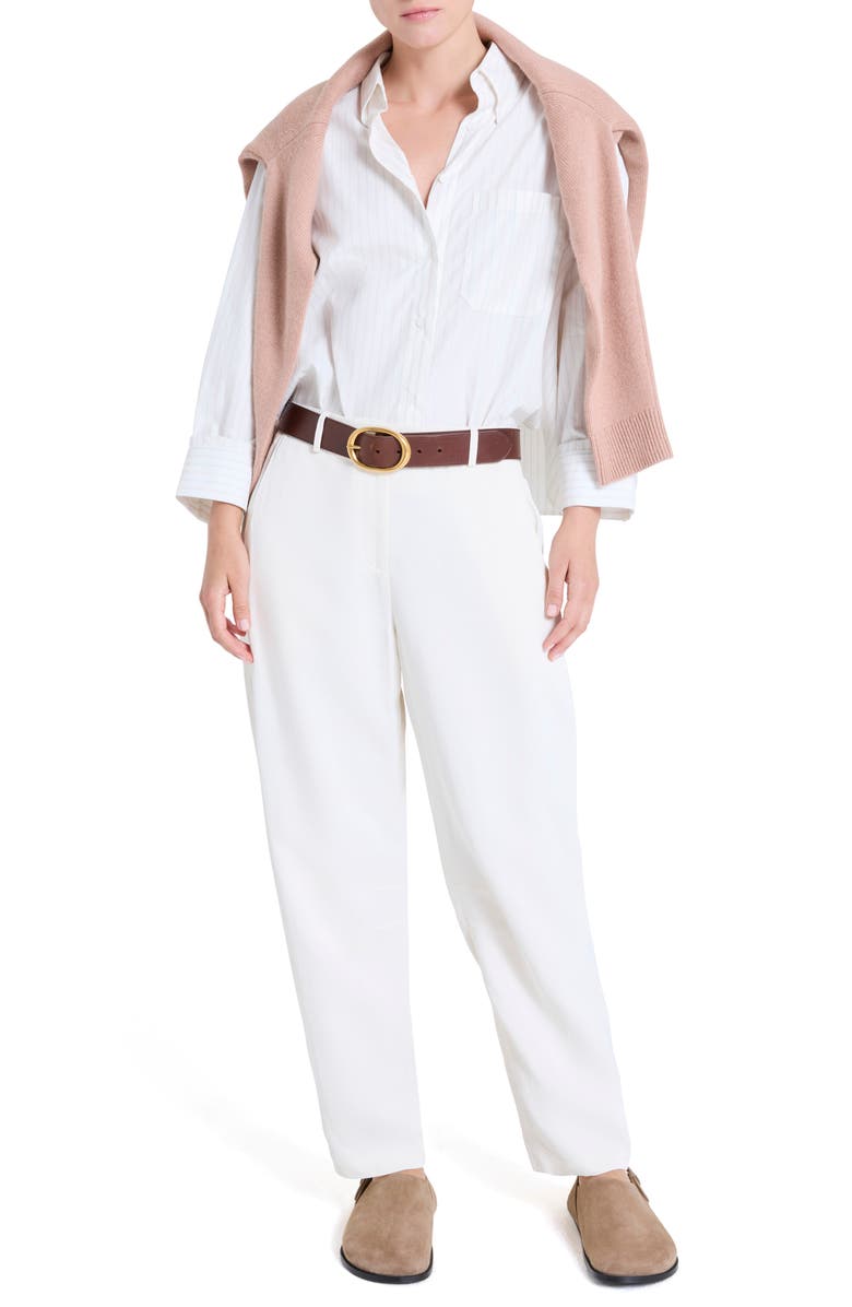 TWP Pinstripe Cotton Button-Up Shirt, Alternate, color, White Multi