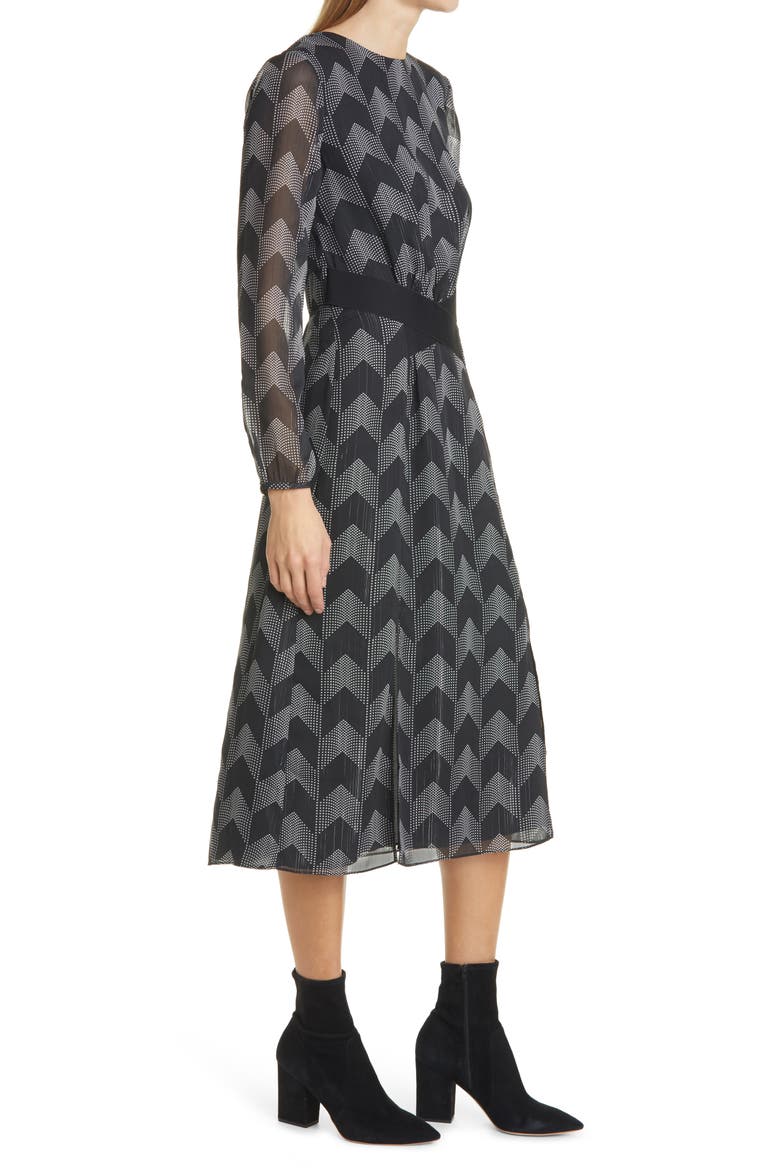 Atlas Long Sleeve Midi Dress, Alternate, color, BLACK