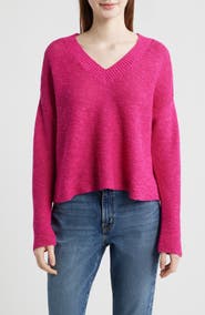 Eileen Fisher Organic Linen & Organic Cotton V-Neck Sweater