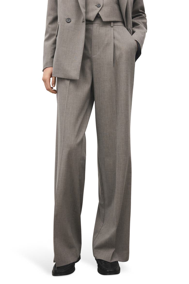 Pleated Straight Leg Pants, Main, color, GREY