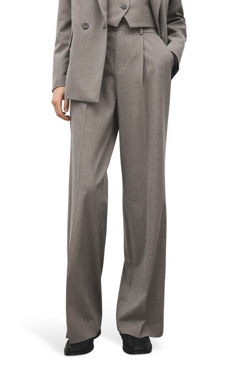 Pleated Straight Leg Pants