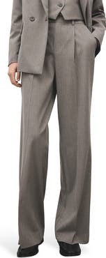 MANGO Pleated Straight Leg Pants