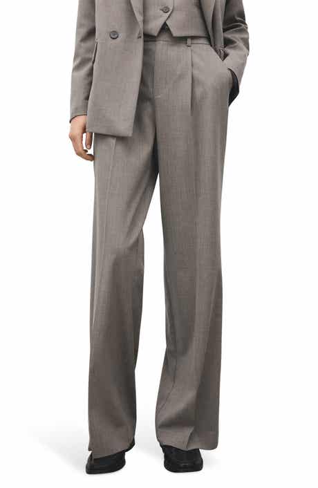 MANGO Pleated Straight Leg Pants