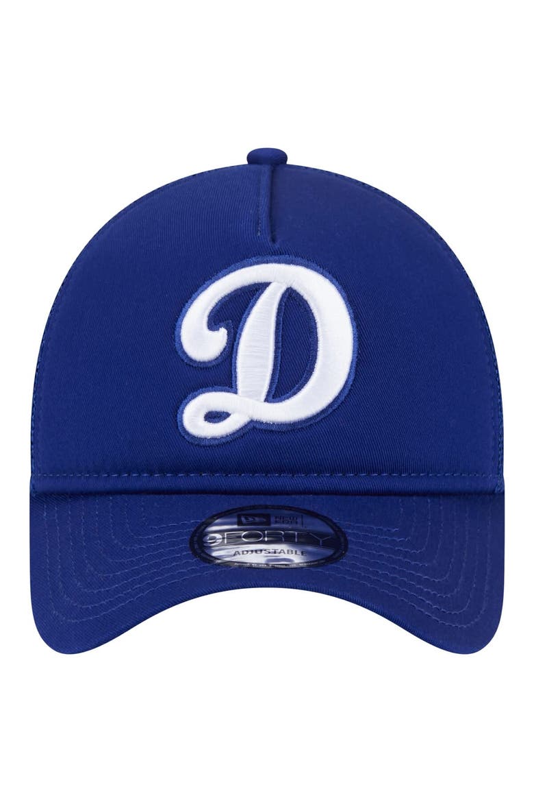 Men's New Era Royal Los Angeles Dodgers 9FORTY A-Frame Trucker Adjustable Hat, Alternate, color, Royal