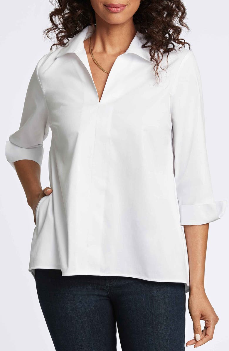 Foxcroft Agnes Split Cuff Popover Top, Main, color, 